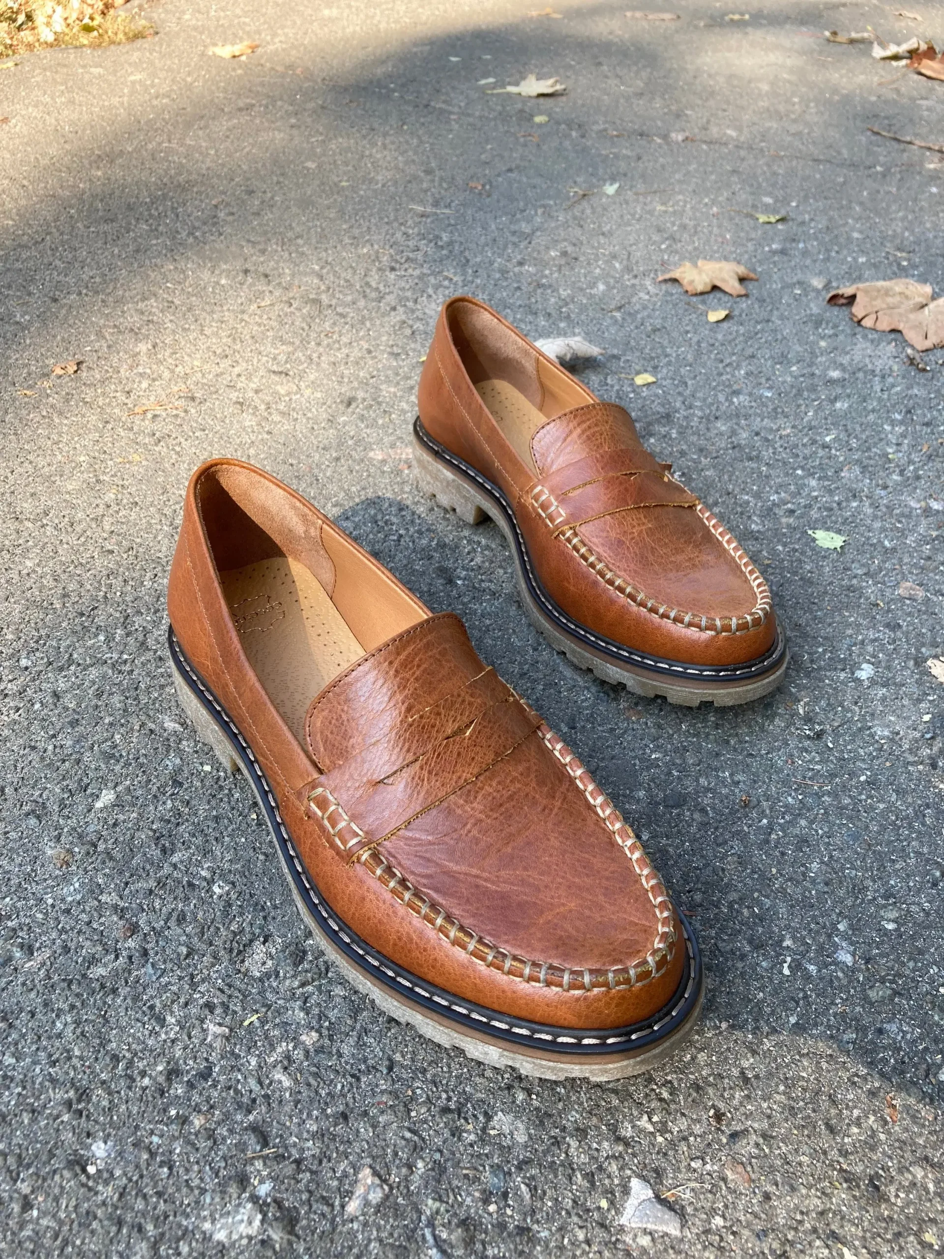 Caramel Penny Loafers: Women’s Classic Leather