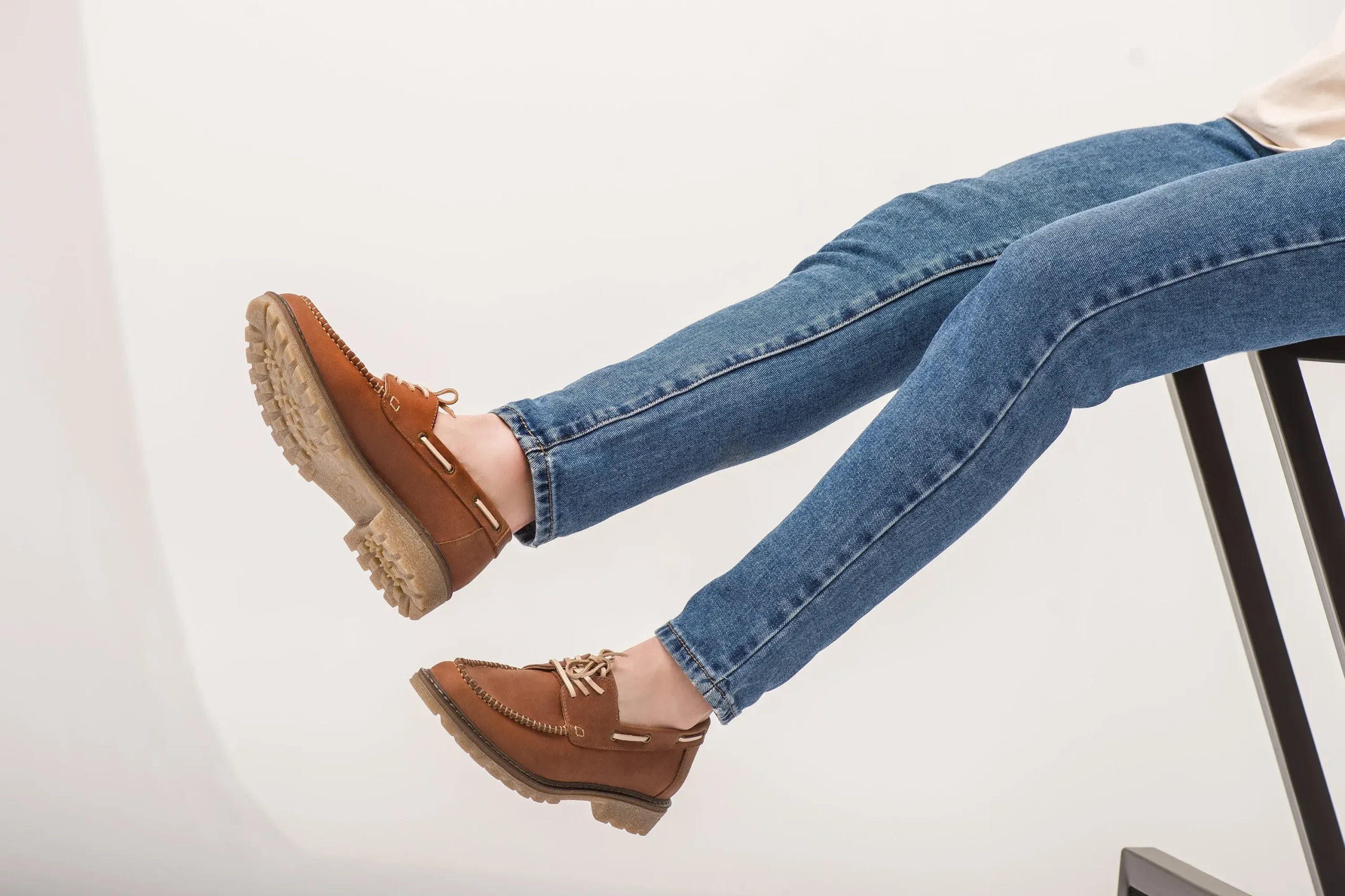 Women’s Brown Leather Boat Moccasin Loafers