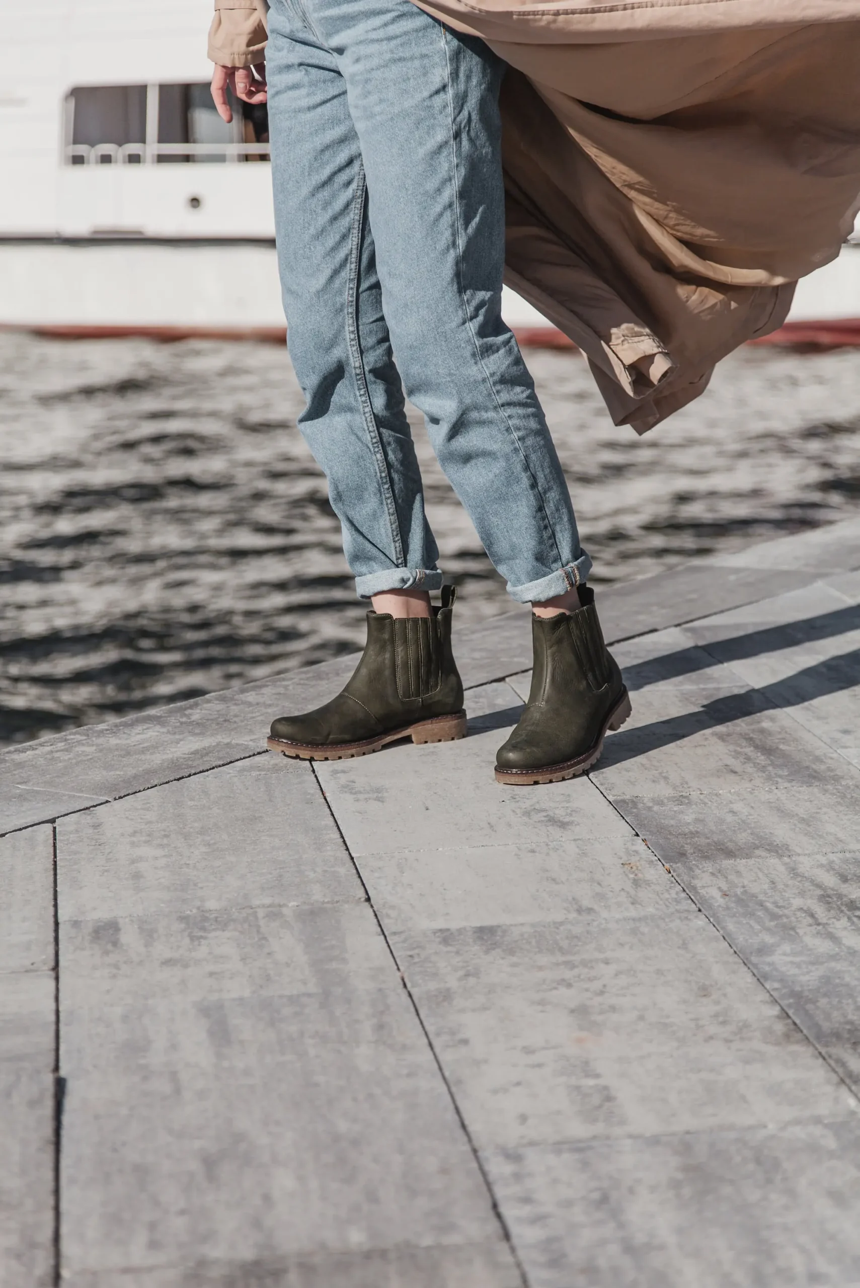 Women’s Olive Nubuck Chelsea Ankle Boots