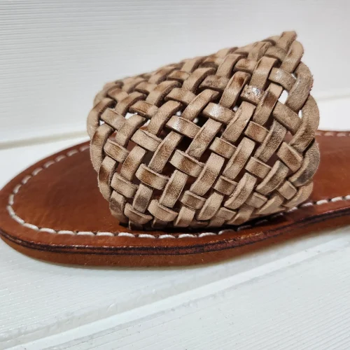 Women’s Braided Moroccan Leather Flat Slides