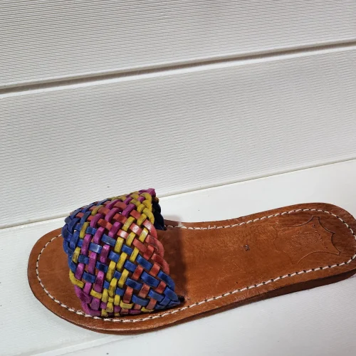 Women’s Colorful Woven Moroccan Leather Summer Slides