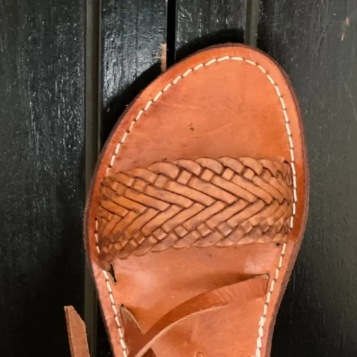 Women’s Brown Strappy Toe Loop Leather Sandals